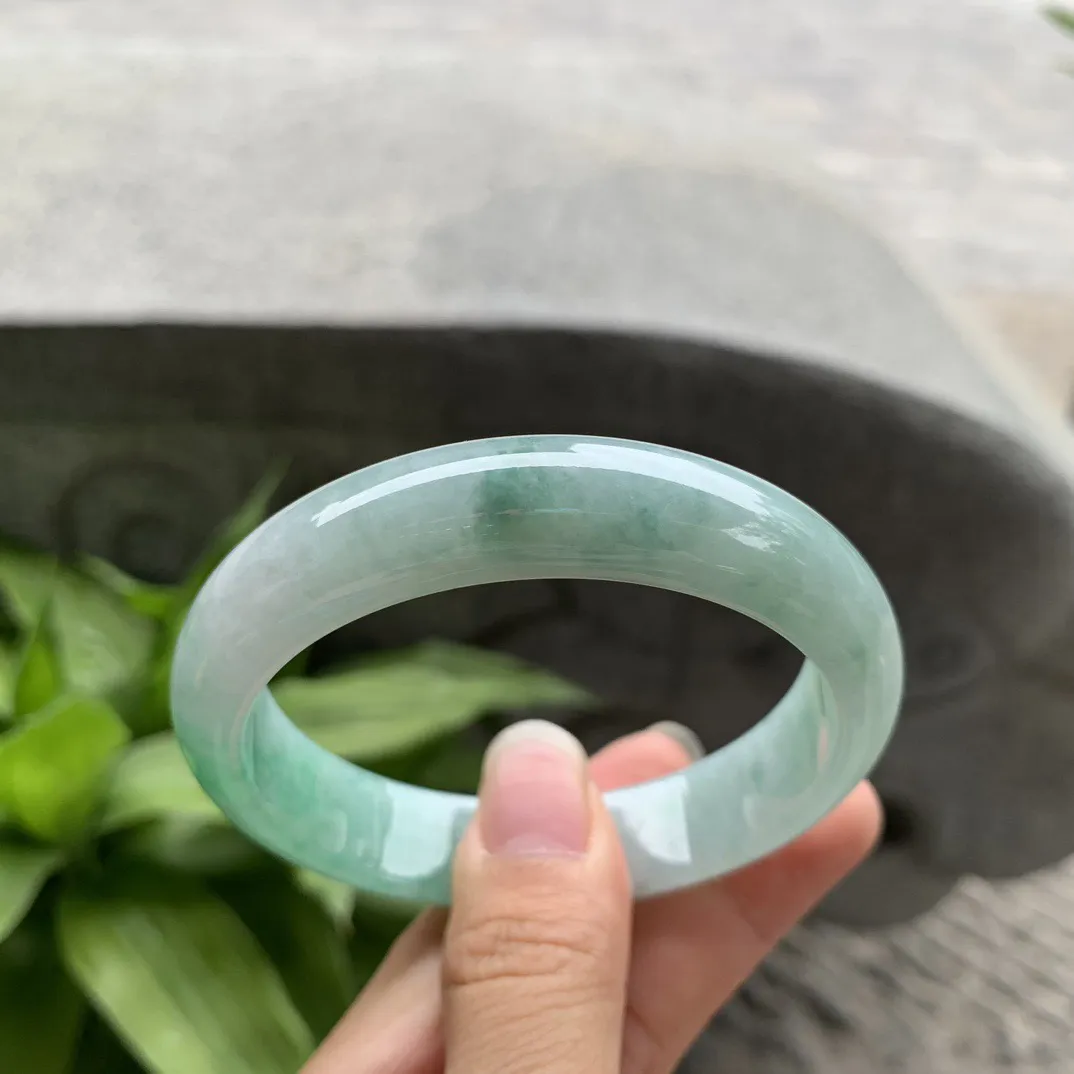 圈口56.6-13.5-7.7 【飘绿正圈手镯】正圈56 57可戴
