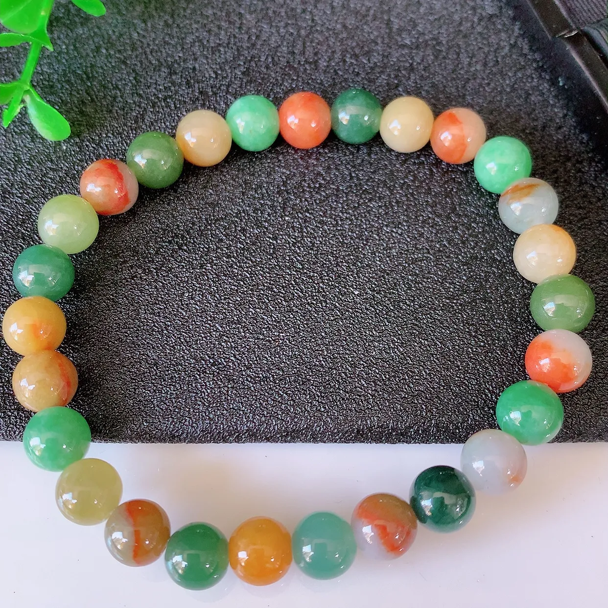 自然光实拍，冰润多宝翡翠手链，多彩翡翠手串，颜色丰富，料子细腻， 高档大气， 自 戴送礼佳品！#46.31取一尺寸7mm