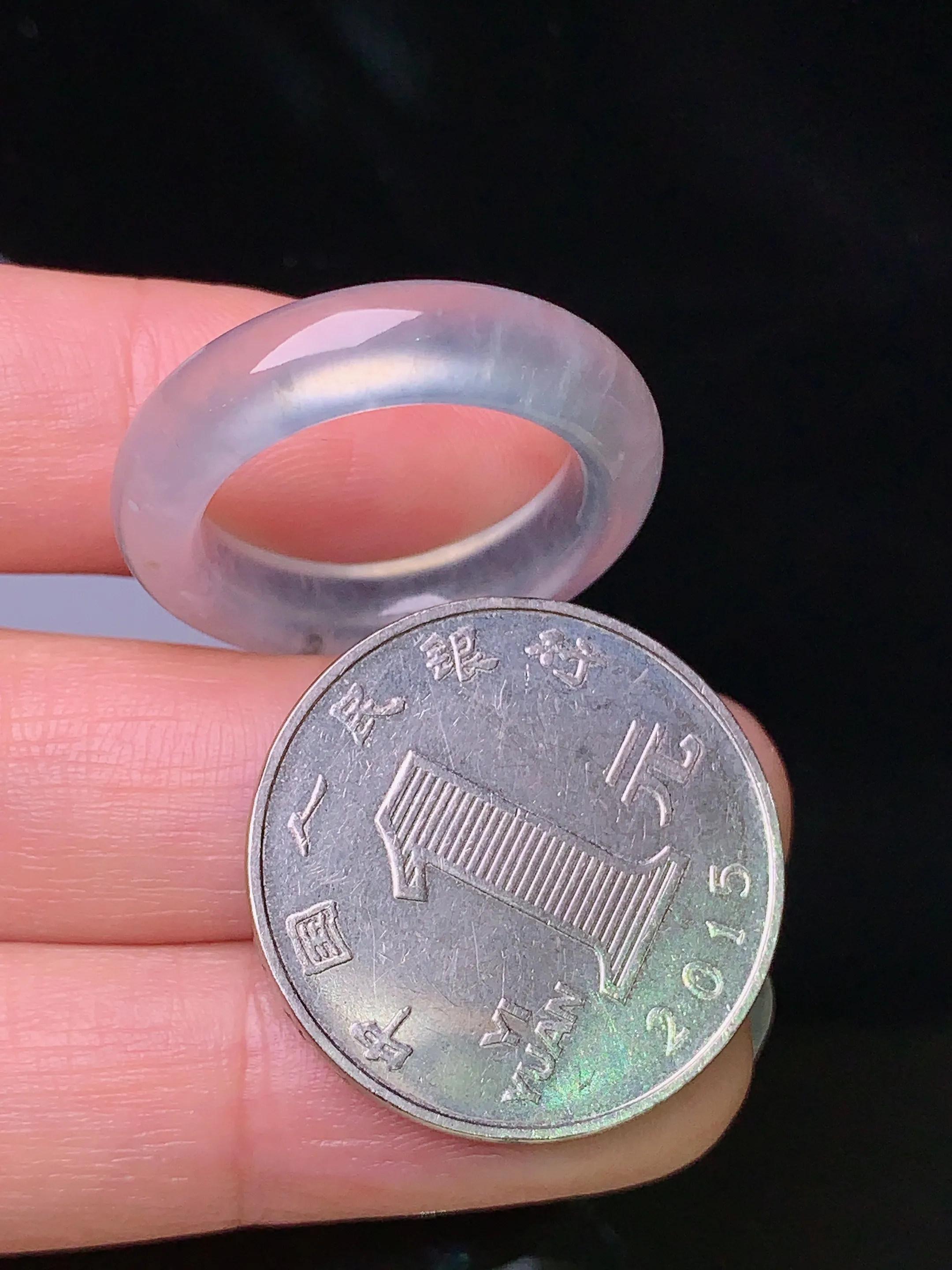 冰种指环 玉质细腻 色泽艳丽 圈口15 整体尺寸25.3*5.7*4.3