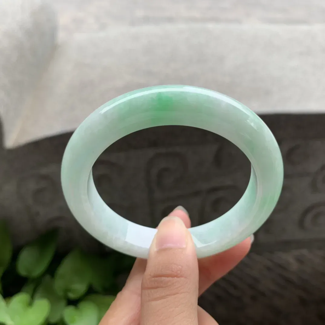 圈口55-11.4-9.4【飘绿正圈手镯】正圈55 56可戴