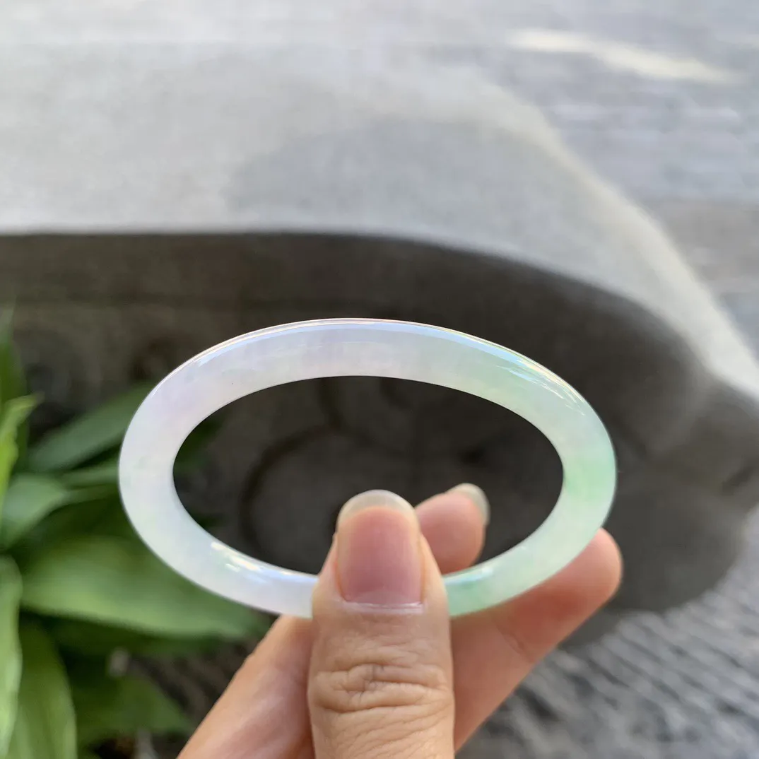 小圈口52.8-44.6-5.8 【冰甜绿贵妃圆条手镯】贵妃52 53可戴