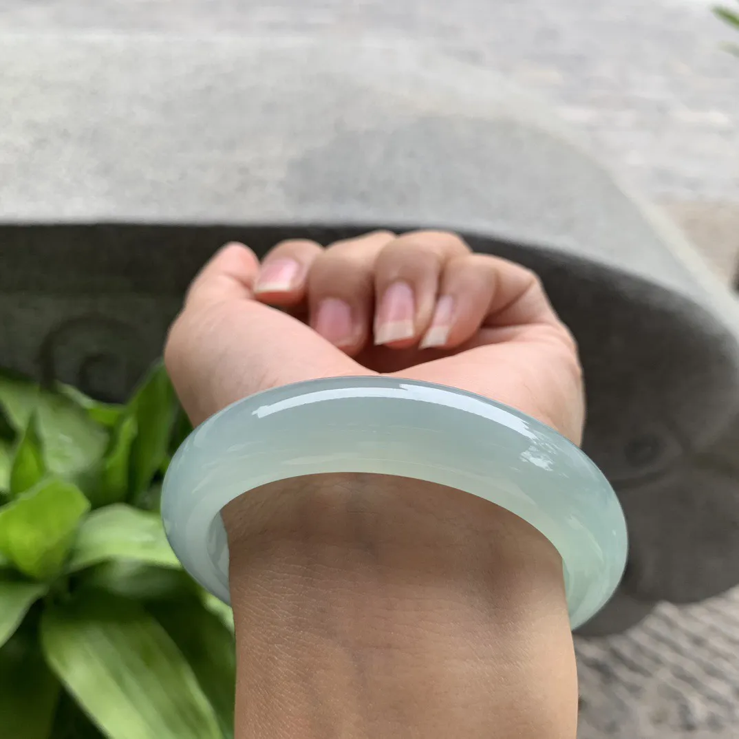 大圈口58.6-13.6-9.4 【冰绿正圈手镯】 正圈58 59可戴