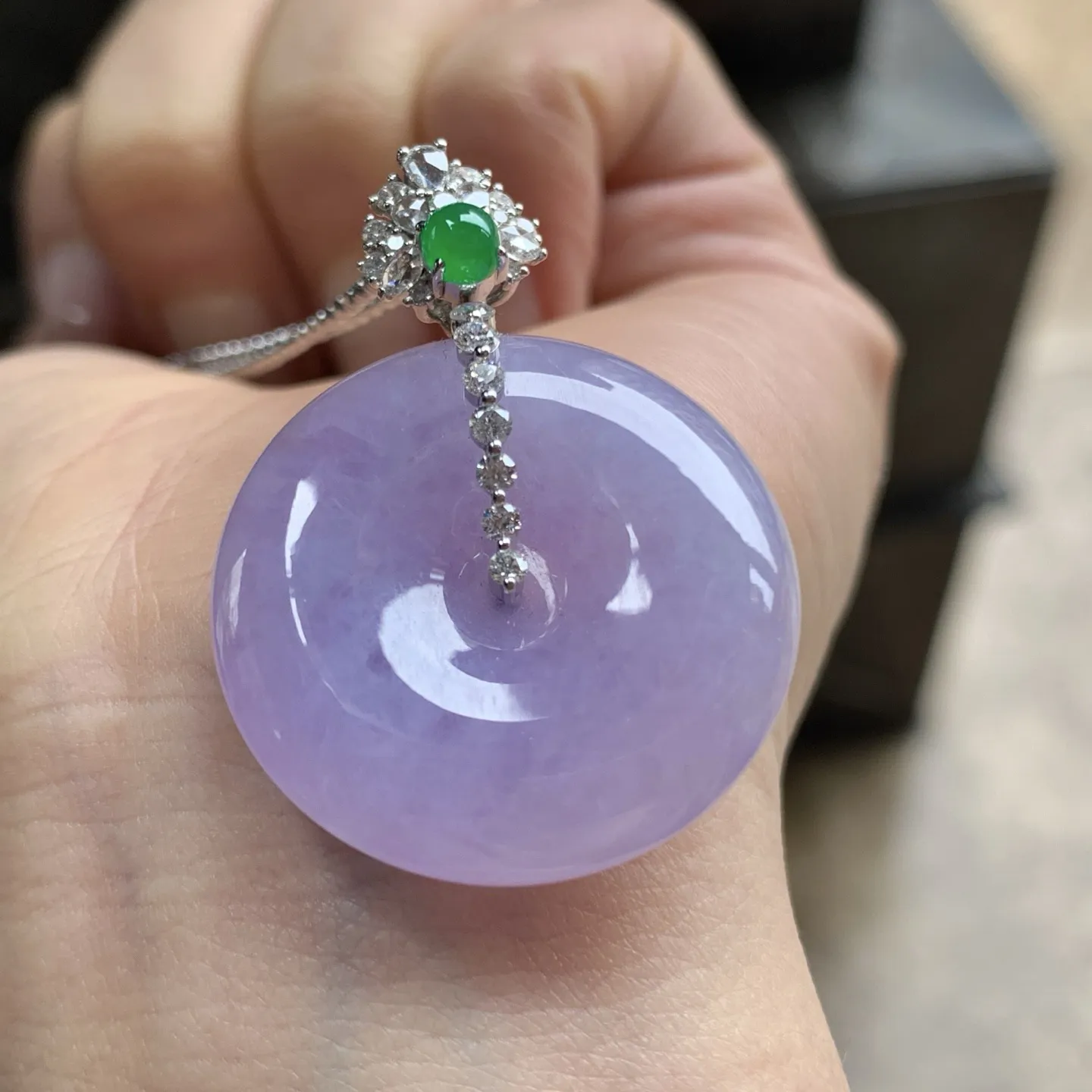 金钻镶嵌紫罗兰平安扣^_^颜色浓郁 鲜艳