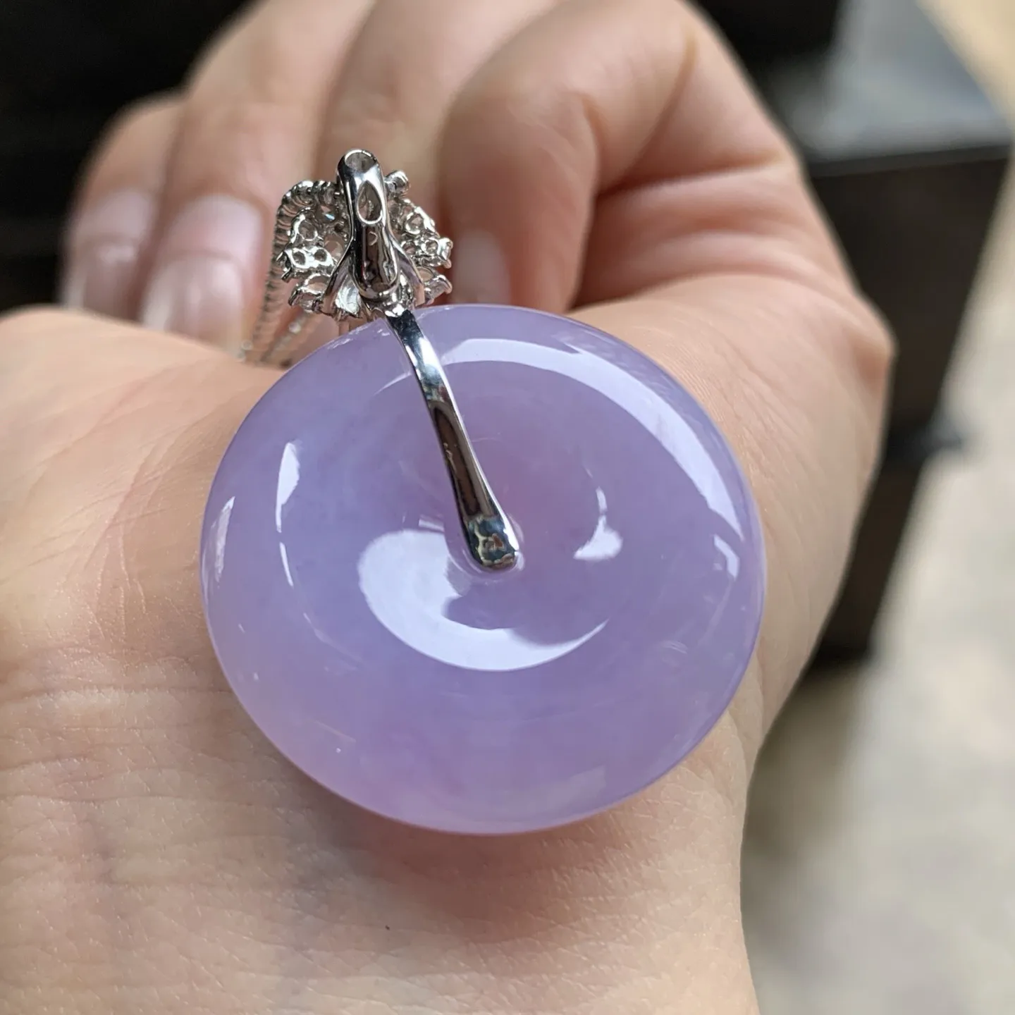 金钻镶嵌紫罗兰平安扣^_^颜色浓郁 鲜艳
