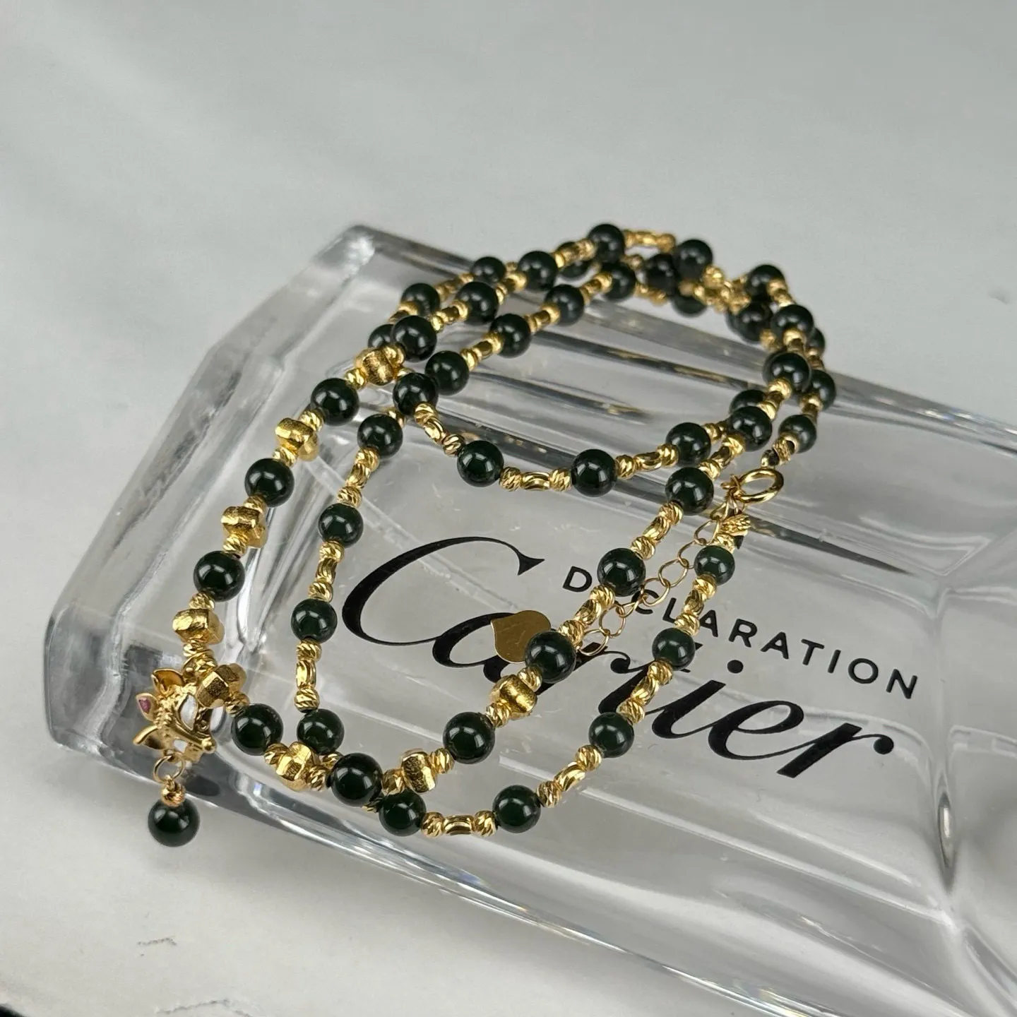 精品18k墨翠项链 种好色正 黑度极好 打灯通透 油性十足 尺寸4.2