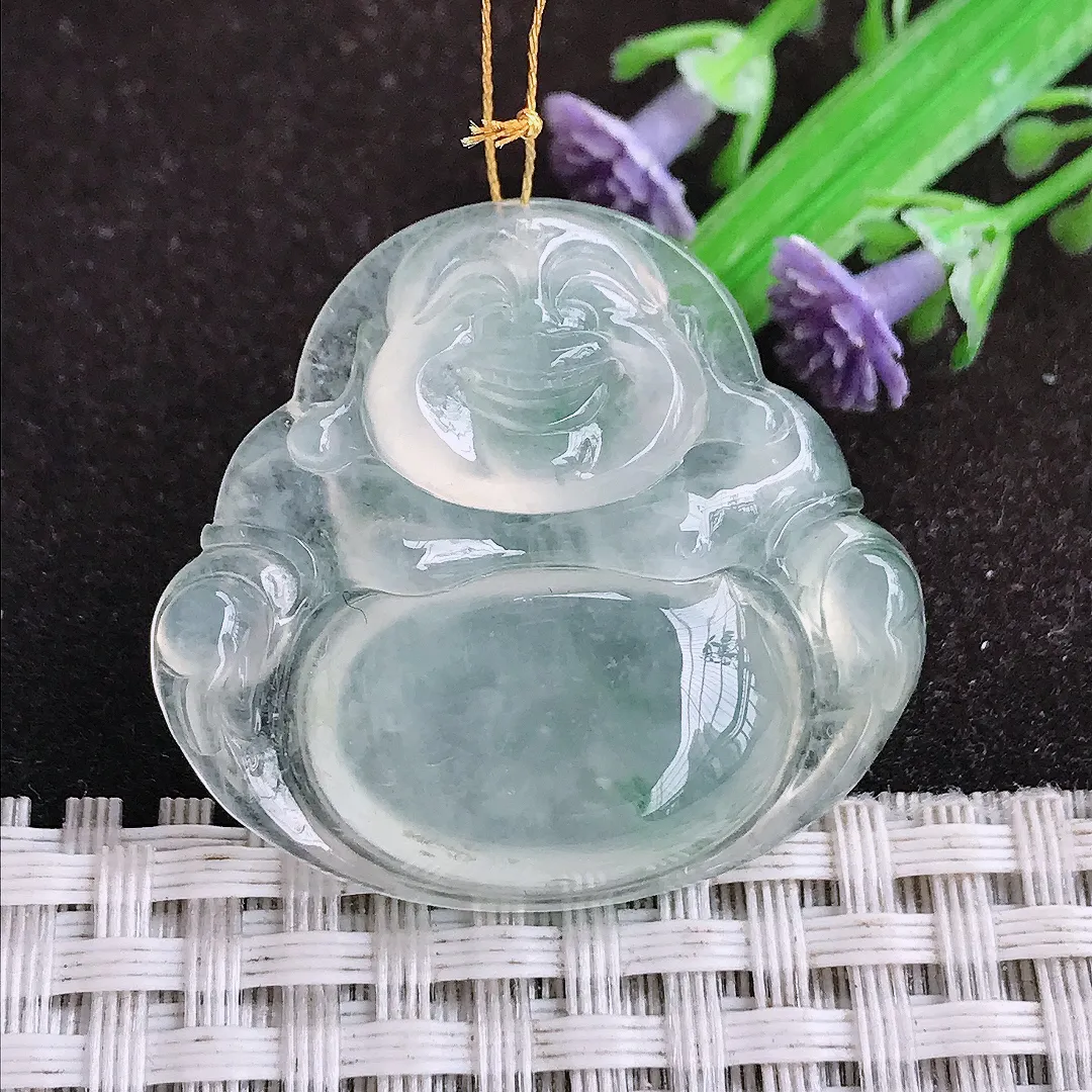 自然光31.6/34.5/6.2老坑冰种起光佛公吊坠翡翠玉佛坠挂件百搭