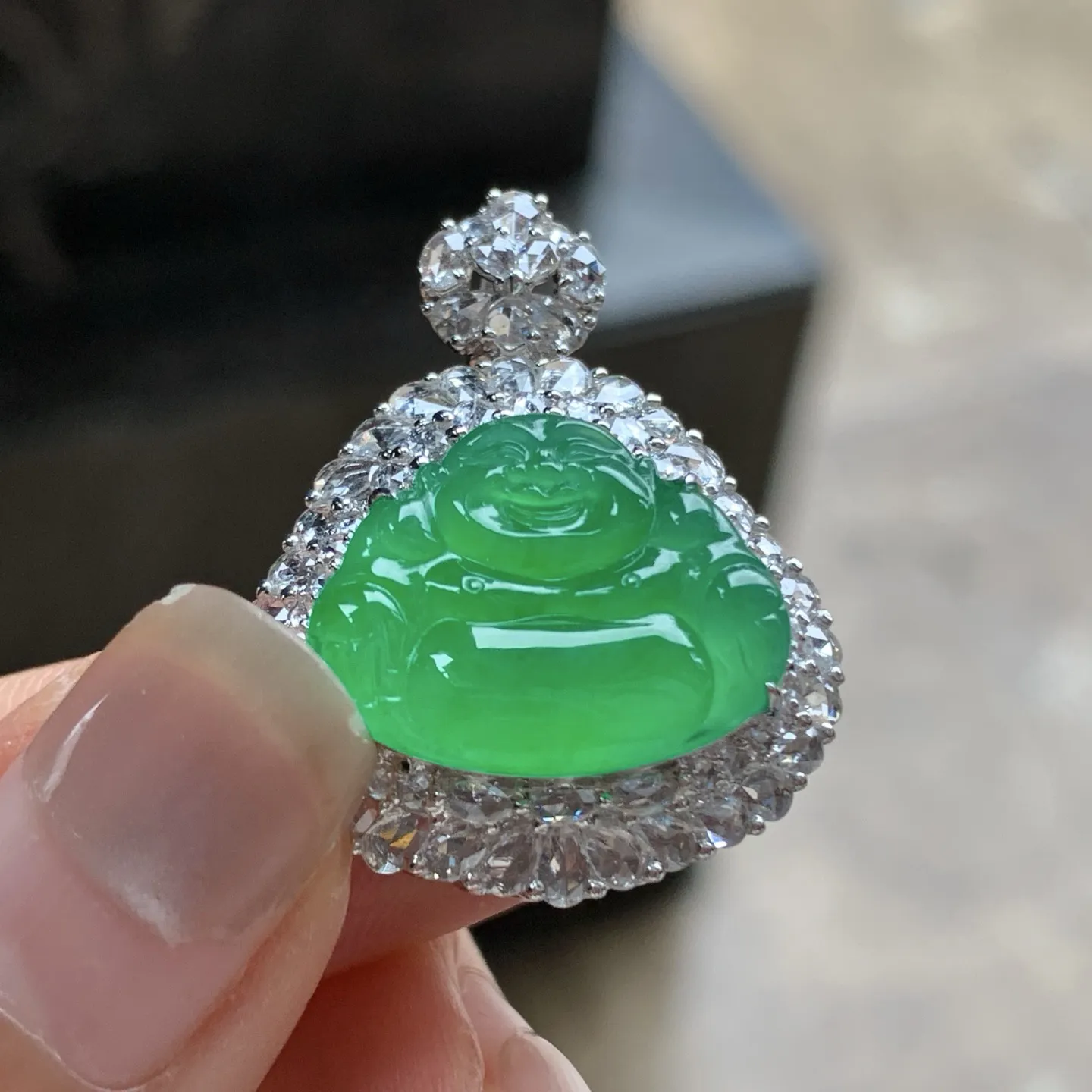 金钻镶嵌冰绿佛公 尺寸14