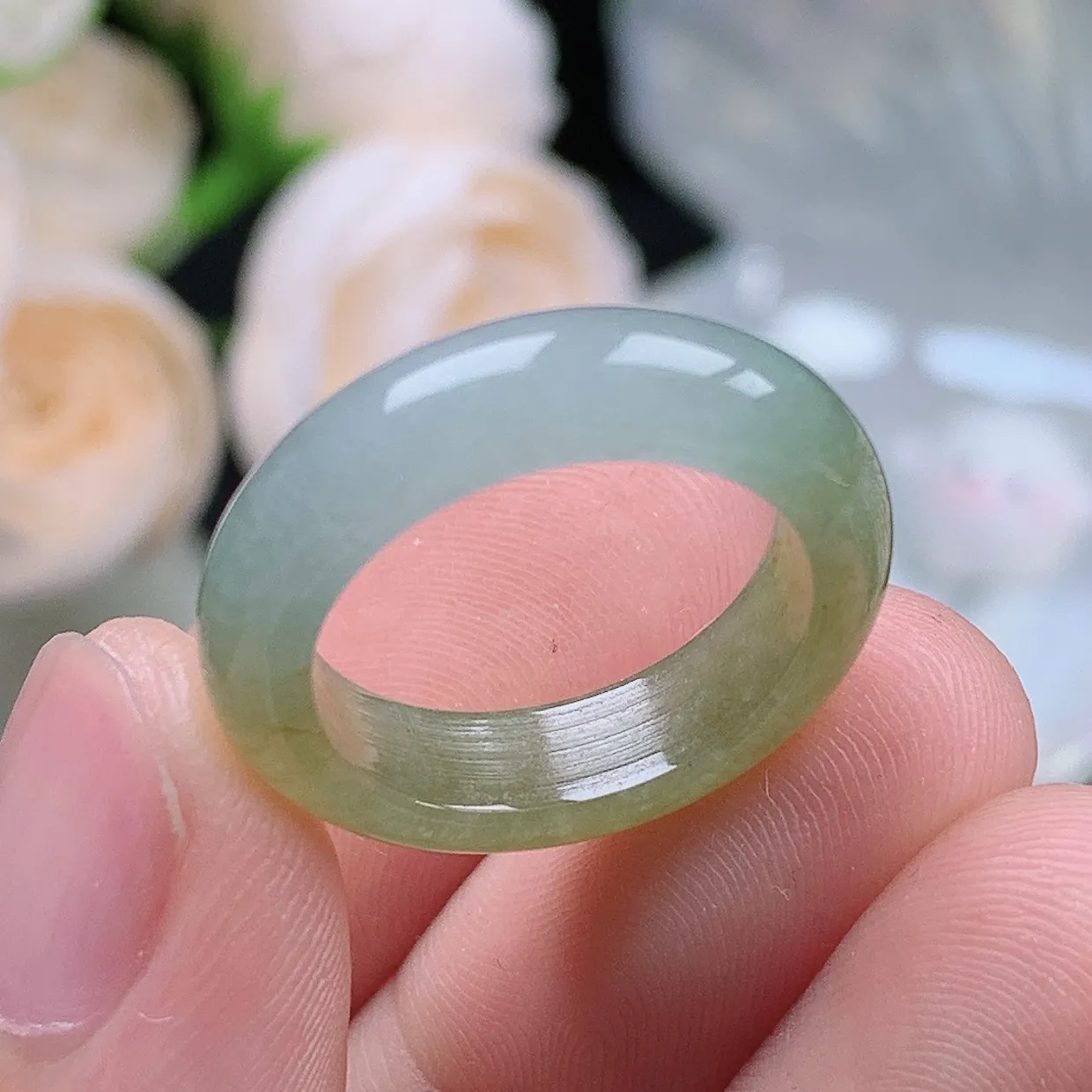 缅甸翡翠老坑种翡翠水润半山水飘黄翡戒指玉指环  水润通透 尺寸：16.7-5.5-3.6mm 12-13号圈口1S