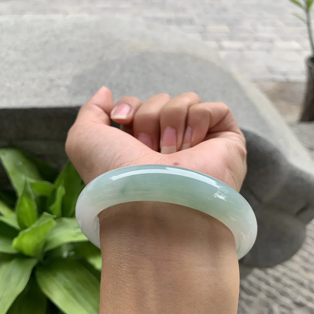 圈口56.8-12.8-8.9 【晴绿正圈手镯】正圈56 57可戴