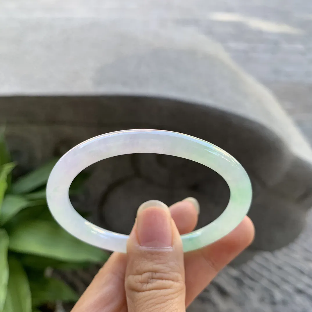 小圈口52.8-44.6-5.8 【冰甜绿贵妃圆条手镯】贵妃52 53可戴