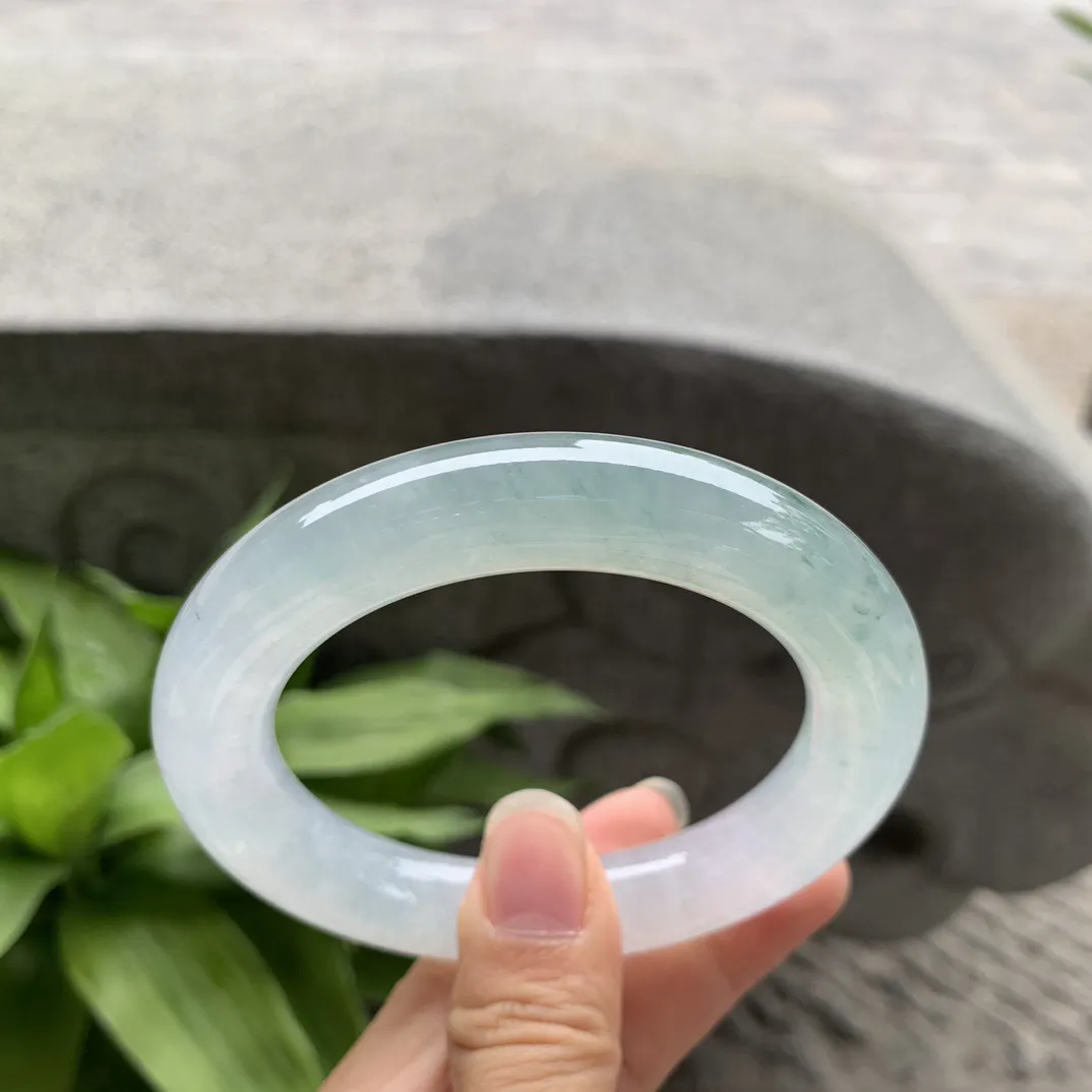 圈口57.8-12.6【高冰晴飘花圆条手镯】圆条57 58可戴