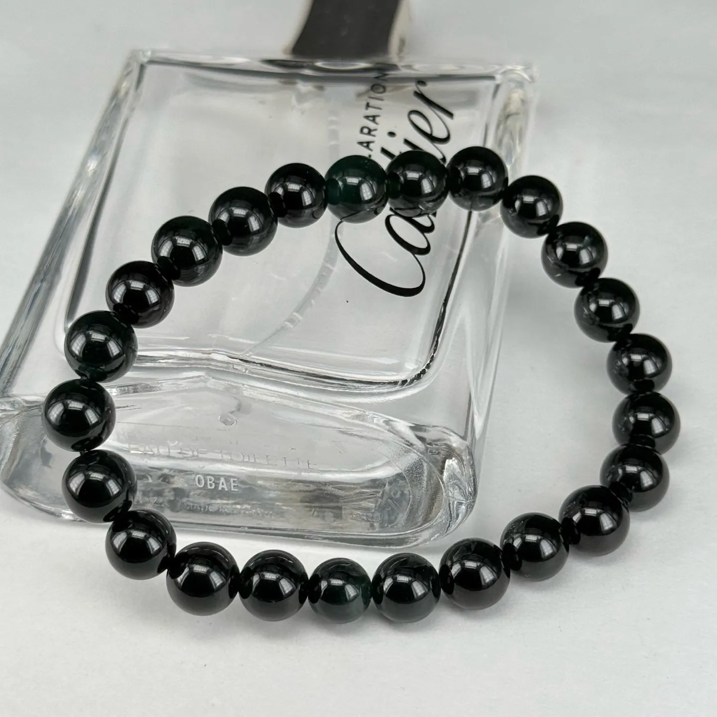 精品墨翠手串 种好色正 黑度好 打灯通透 油性十足 尺寸8.4