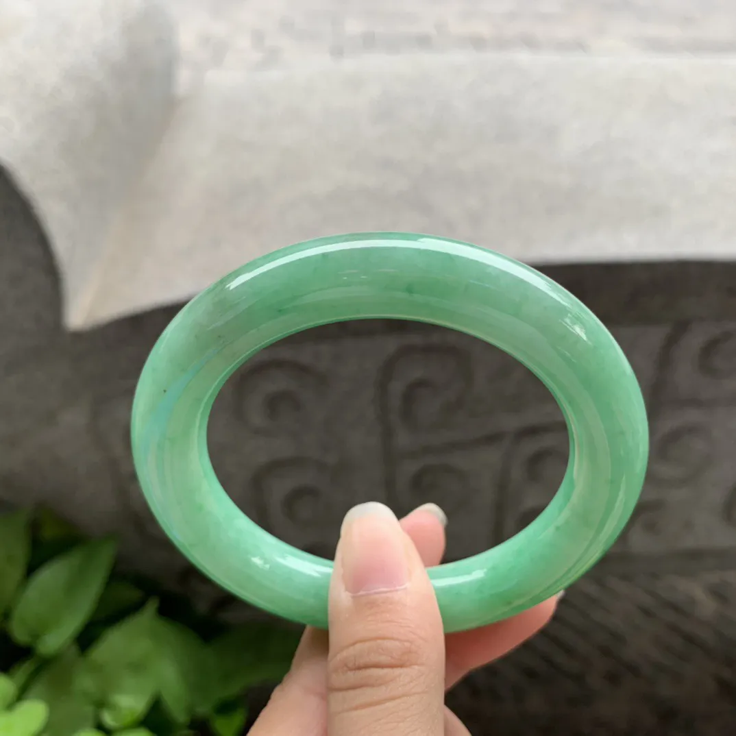 圈口 56-11.4【阳满绿圆条手镯】圆条56 57可戴