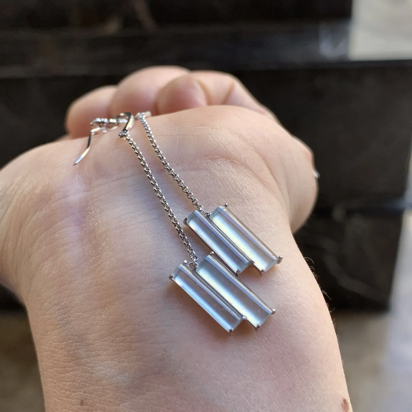 金镶嵌冰种耳钩^_^冰透 精致