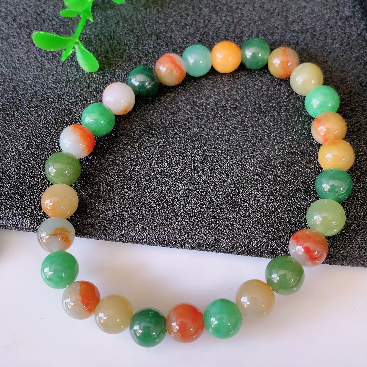 自然光实拍，冰润多宝翡翠手链，多彩翡翠手串，颜色丰富，料子细腻， 高档大气， 自 戴送礼佳品！#46