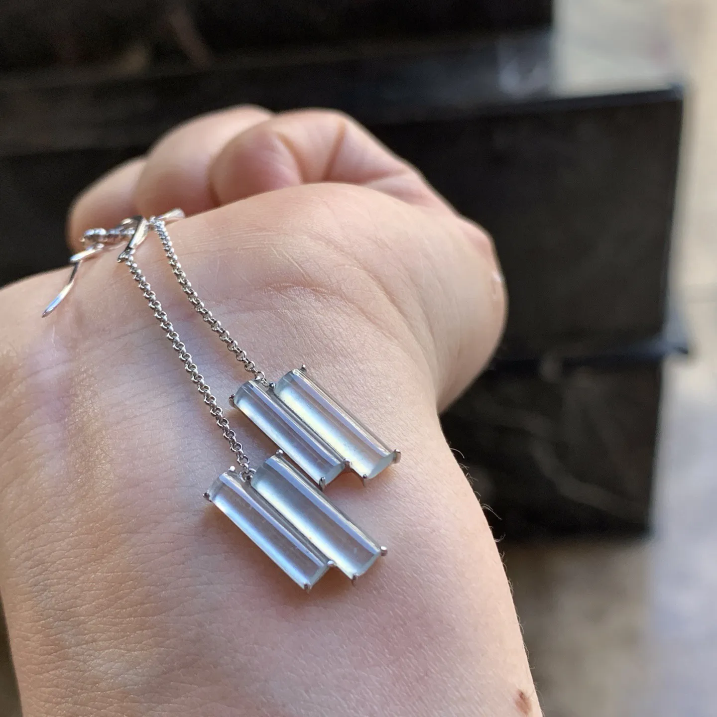 金镶嵌冰种耳钩^_^冰透 精致