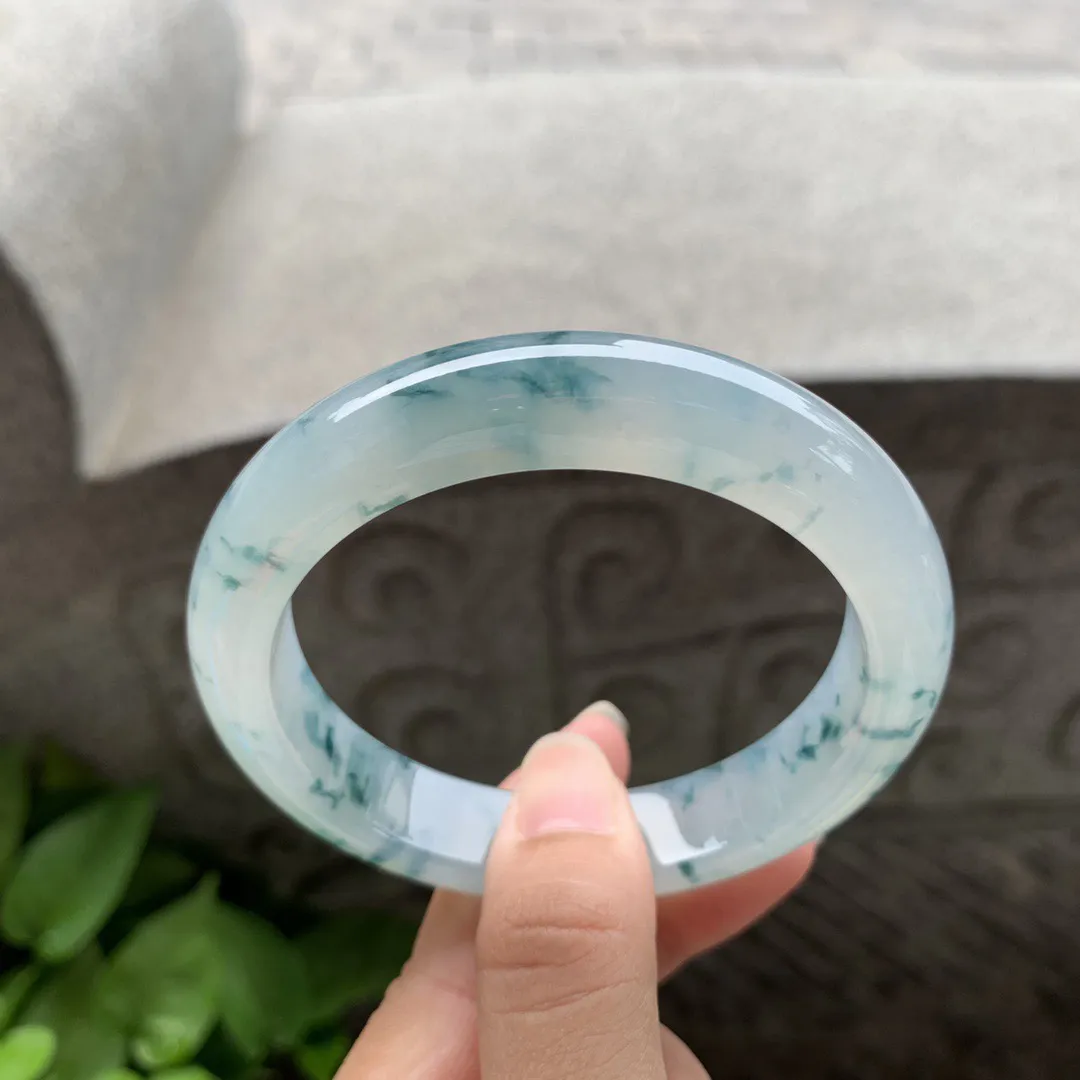 大圈口58.8-12.9-9.2 【冰种飘花正圈手镯】正圈58 59可戴