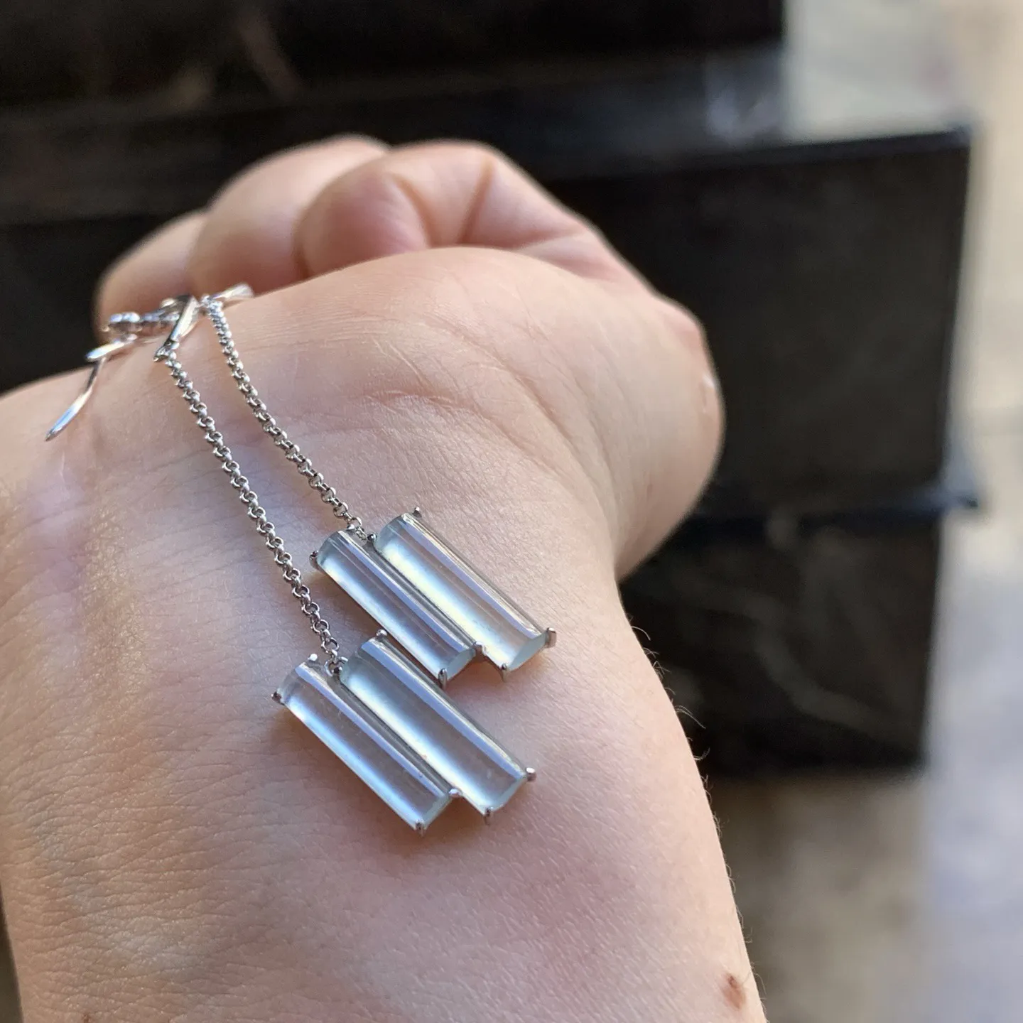 金镶嵌冰种耳钩^_^冰透 精致