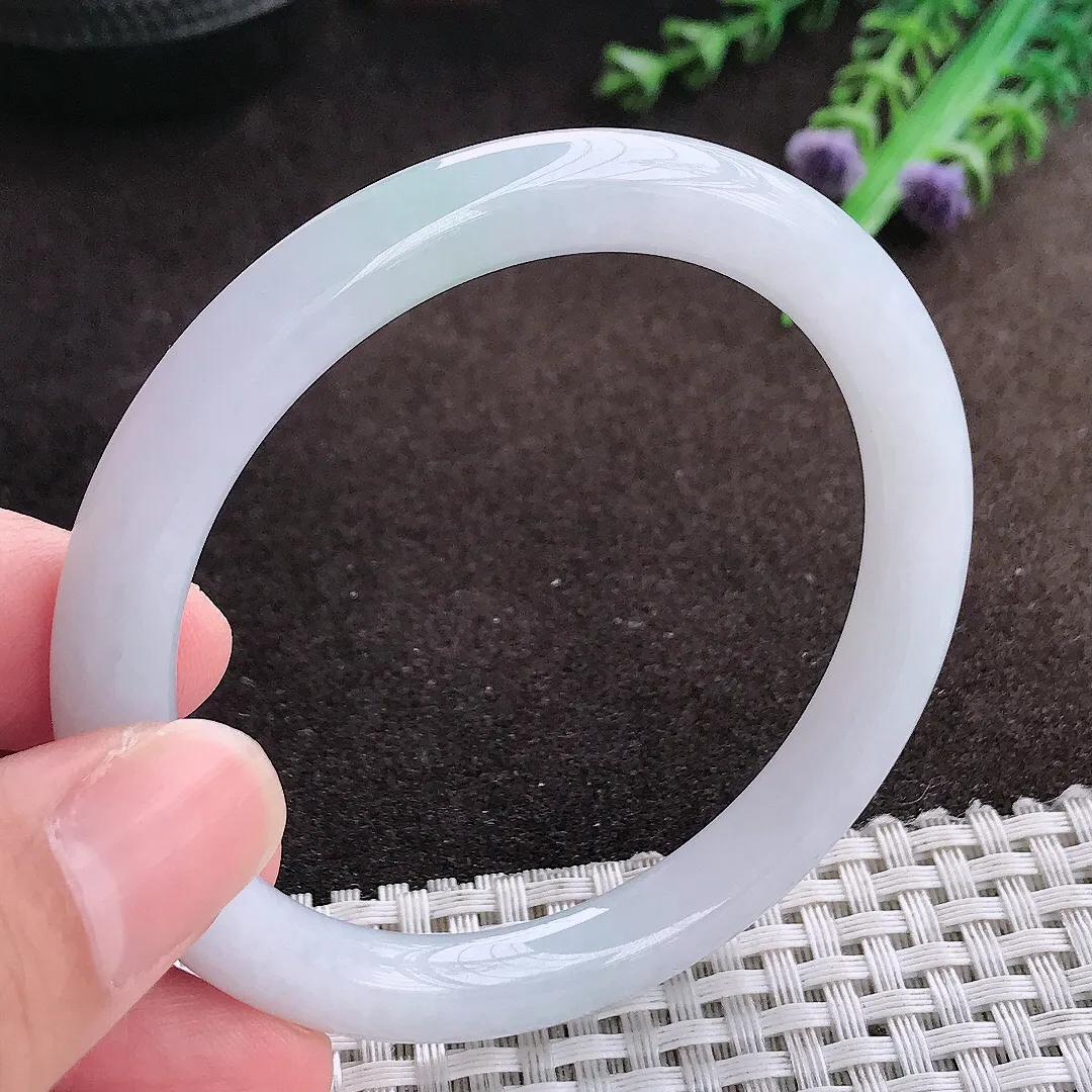 自然光56/8.2老坑冰润起胶圆条手镯翡翠玉镯美人镯