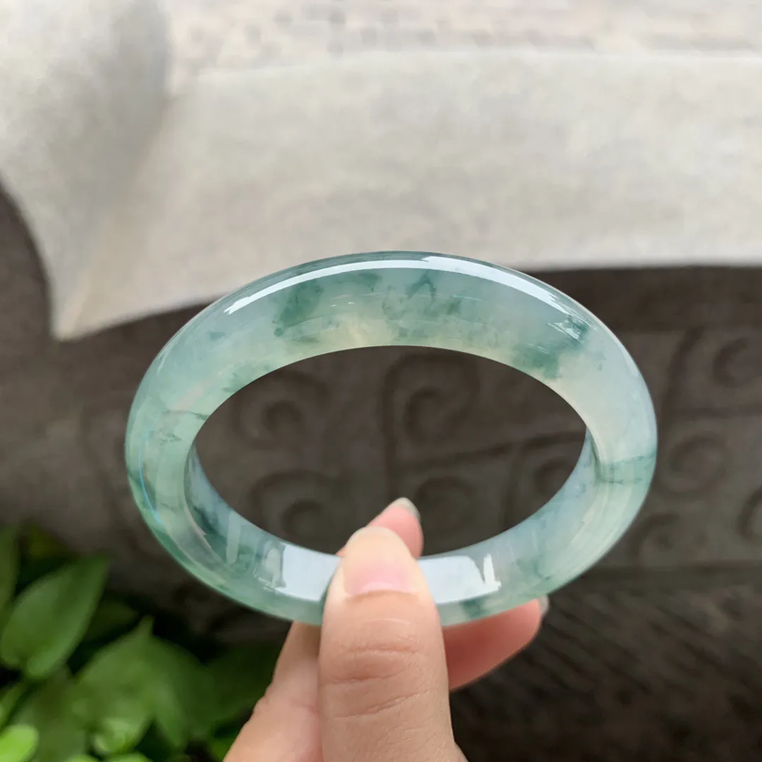 圈口 57.8-11.7-8.5   【冰种飘花正圈手镯】正圈57 58可戴