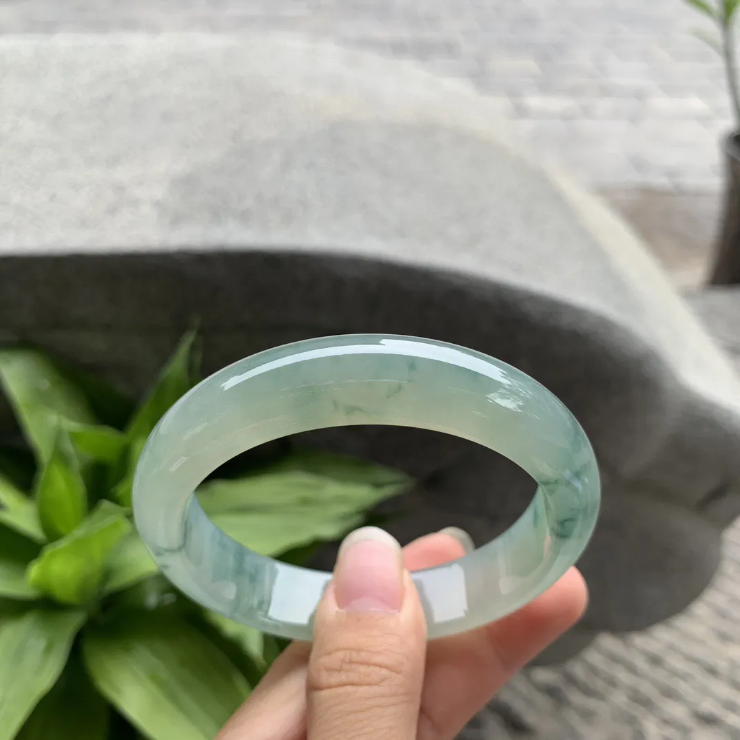 大圈口58.2-13.6-8.3 【冰种飘花正圈手镯】正圈58 59可戴