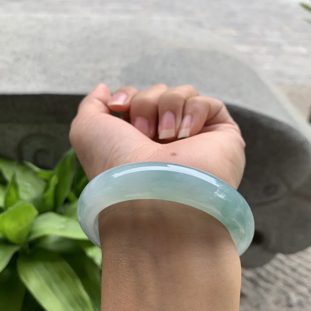 小圈口 52.8-13-8.4【冰晴绿正圈手镯】正圈52 53可戴