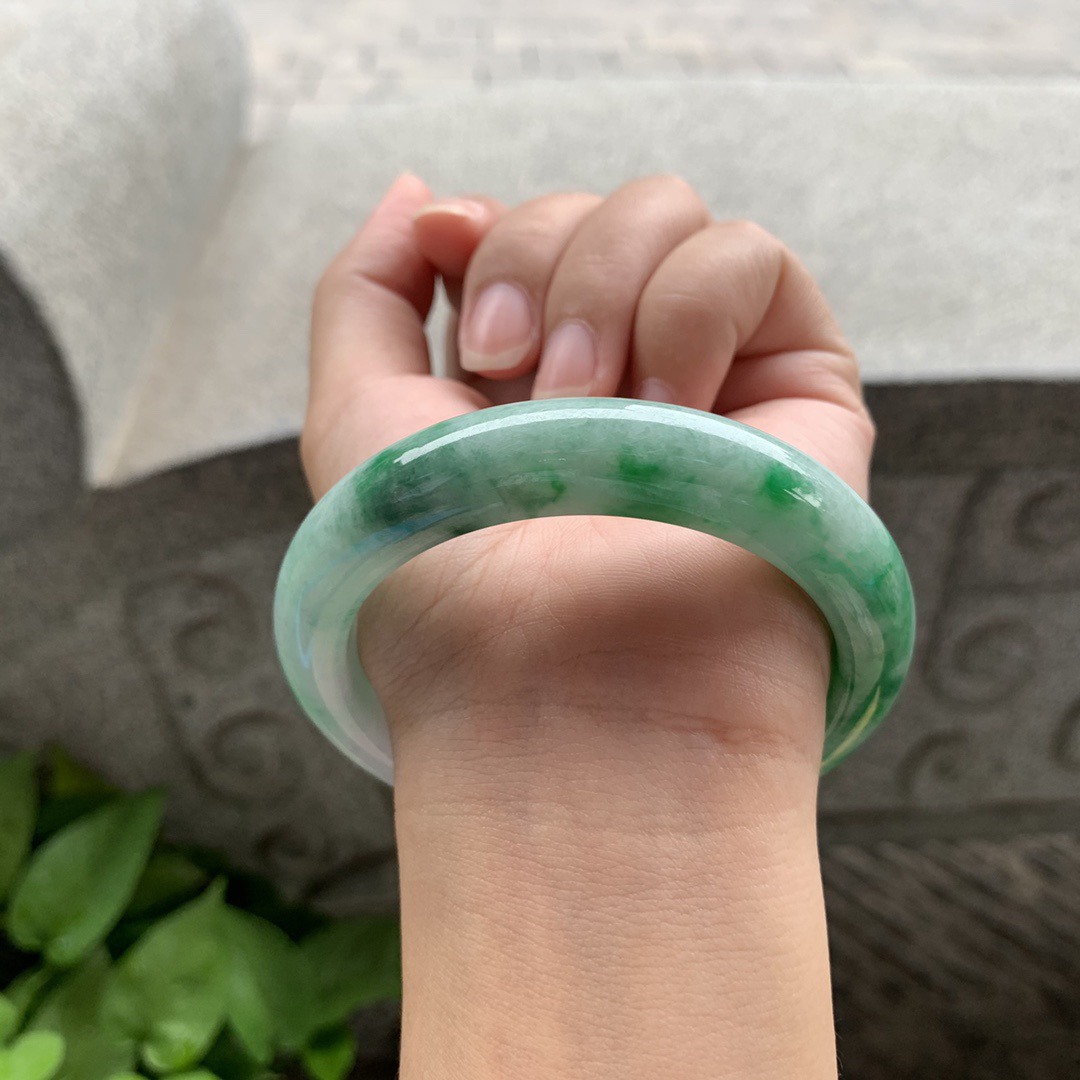 大圈口 58-12.6-9.4  【飘绿正圈手镯】正圈58 59可戴