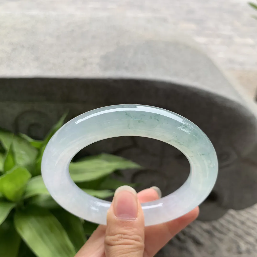 圈口57.8-12.6【高冰晴飘花圆条手镯】圆条57 58可戴