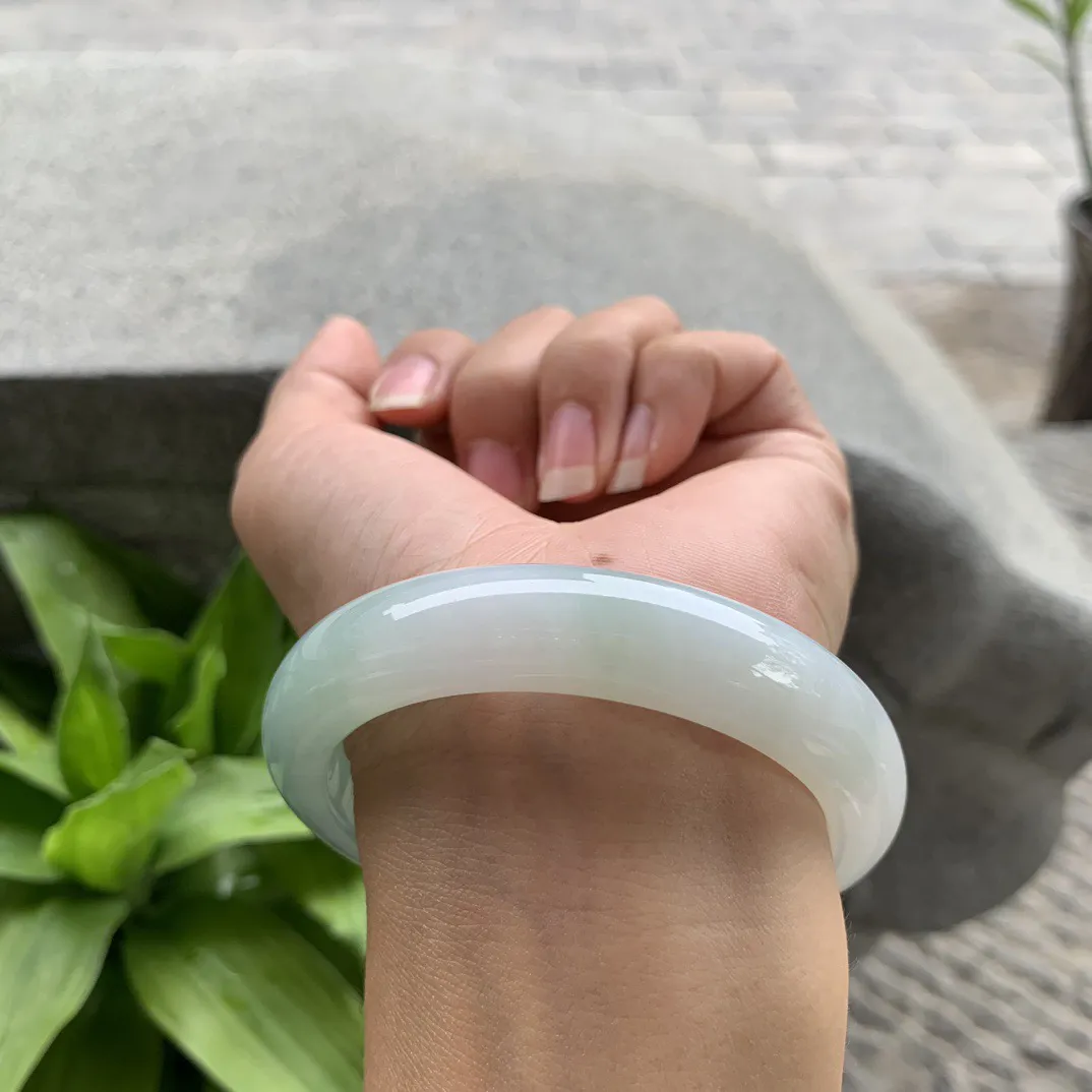 圈口56.8-12.8-8.9 【晴绿正圈手镯】正圈56 57可戴