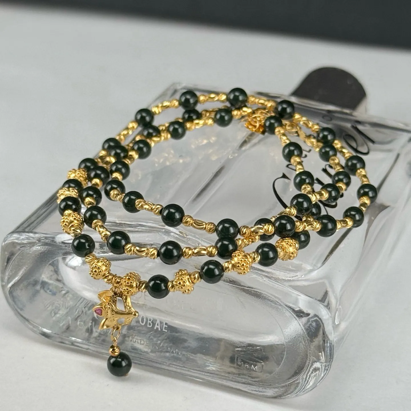 精品墨翠珠子项链 种好色正