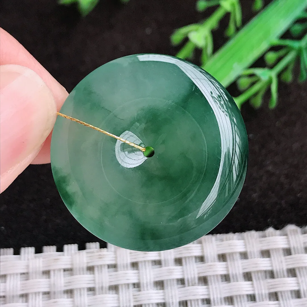 自然光29.8/6.2老坑冰胶果冻飘花平安扣吊坠翡翠玉坠挂件百搭