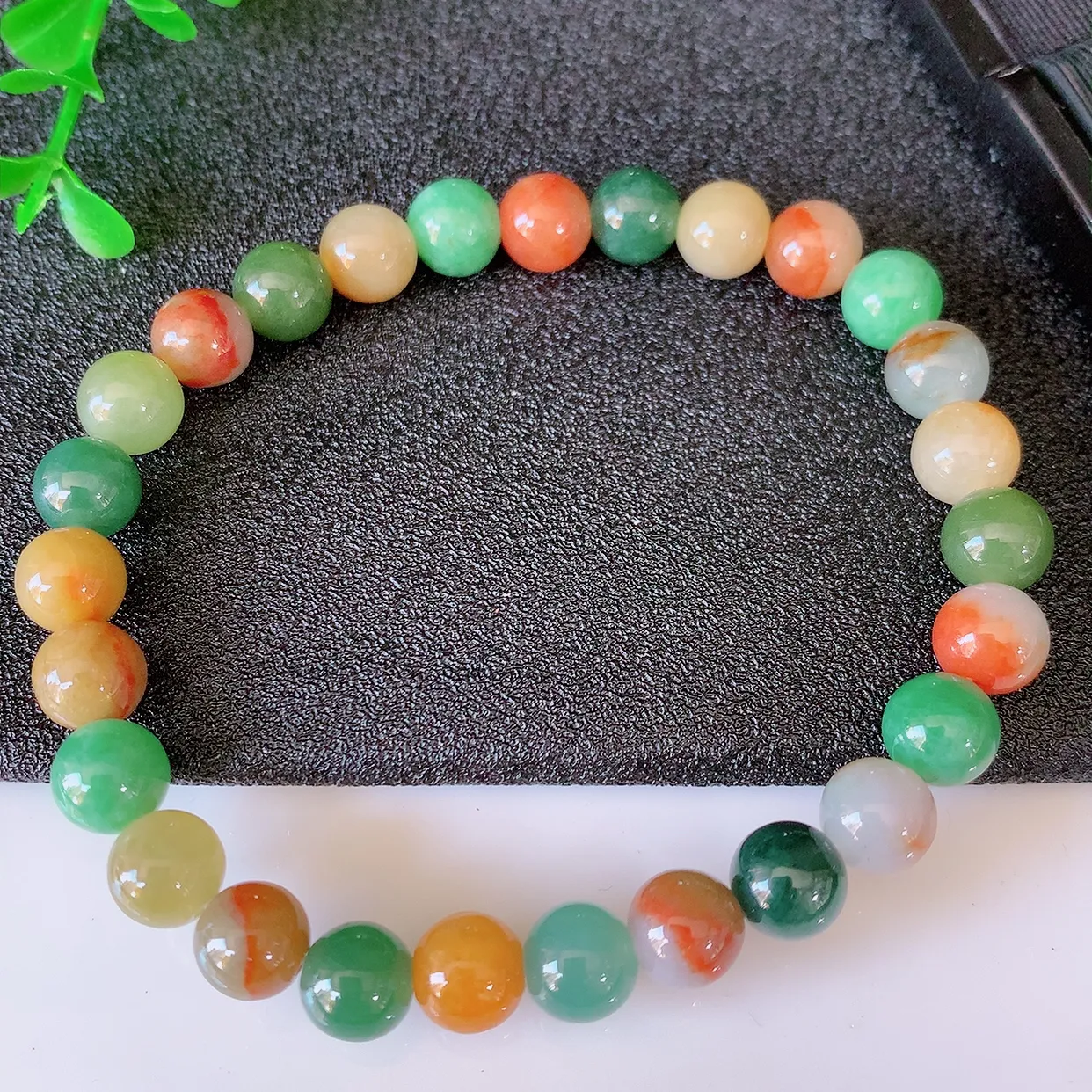 自然光实拍，冰润多宝翡翠手链，多彩翡翠手串，颜色丰富，料子细腻， 高档大气， 自 戴送礼佳品！#46.31取一尺寸7mm