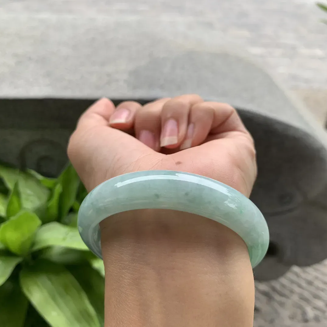 圈口56.6-13.5-7.7 【飘绿正圈手镯】正圈56 57可戴