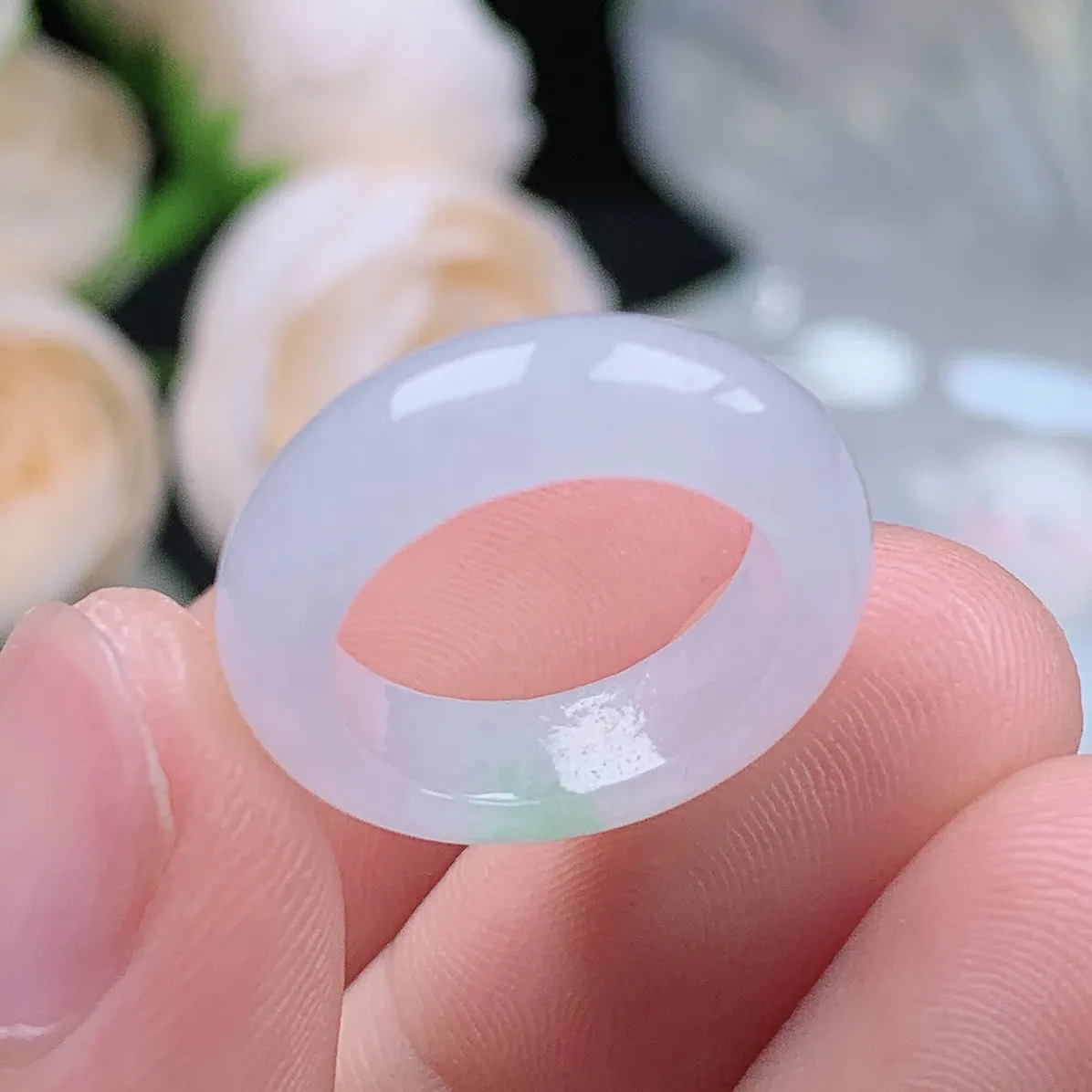 缅甸翡翠老坑种翡翠水润飘绿戒指玉指环  水润通透 尺寸：14.1-5.4-3.5mm 6号圈口1S