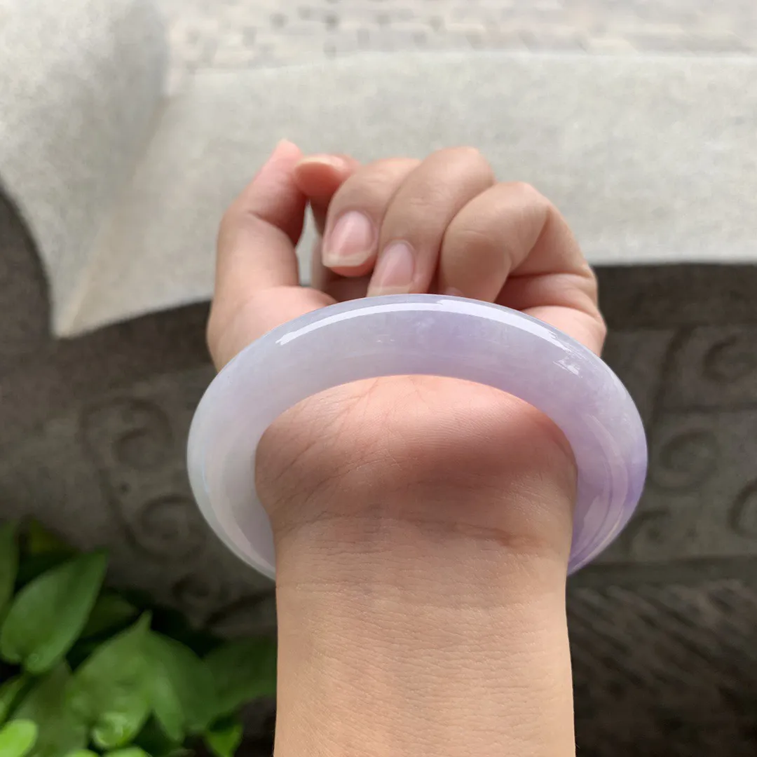 圈口56.6-12.8 【飘紫圆条手镯】圆条56 57可戴