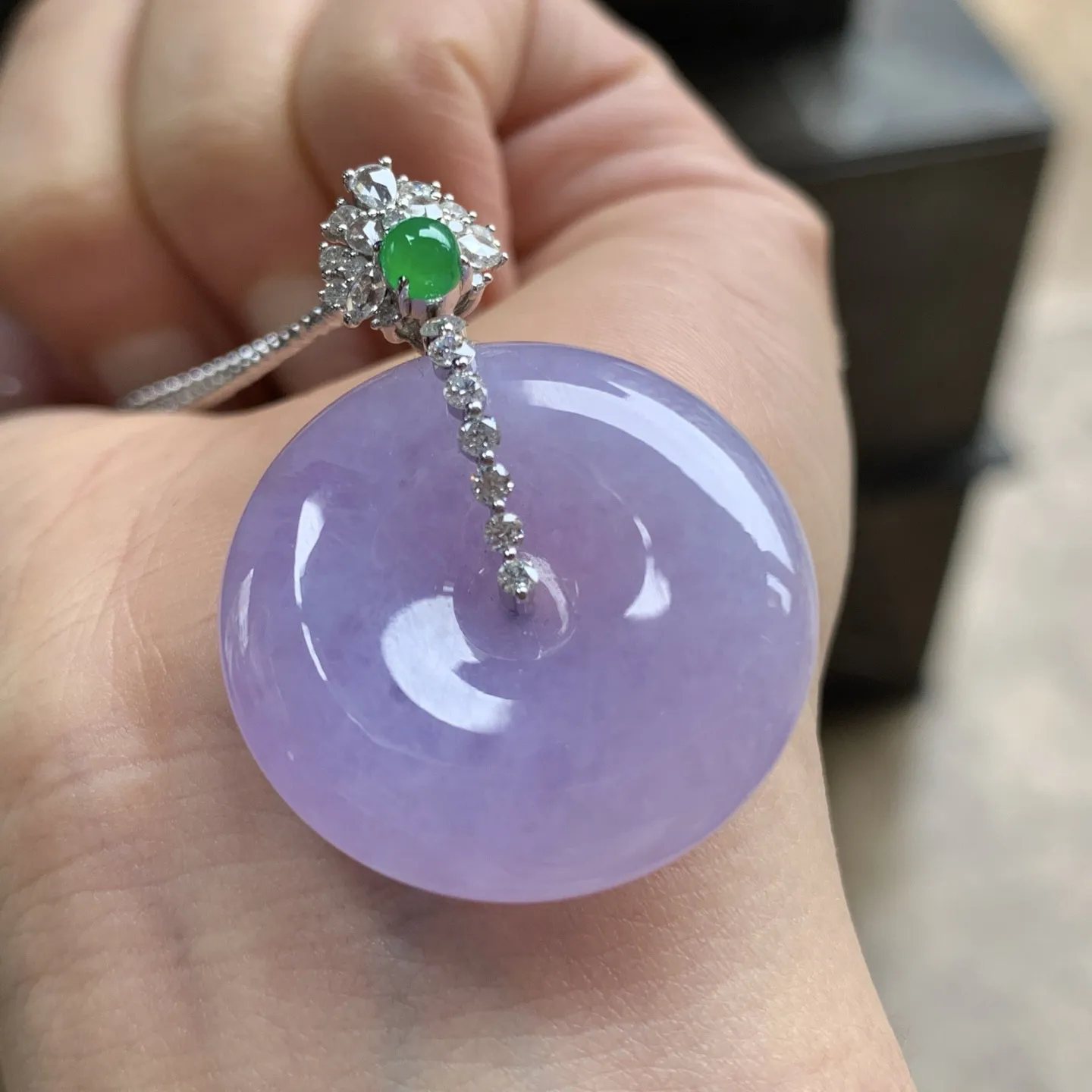 金钻镶嵌紫罗兰平安扣^_^颜色浓郁 鲜艳