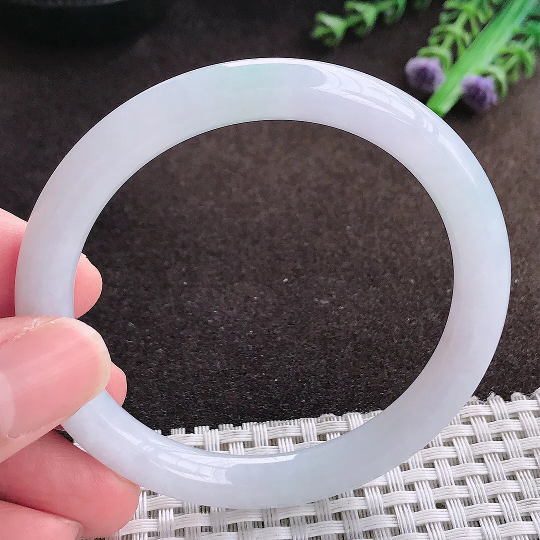 自然光56/8.2老坑冰润起胶圆条手镯翡翠玉镯美人镯