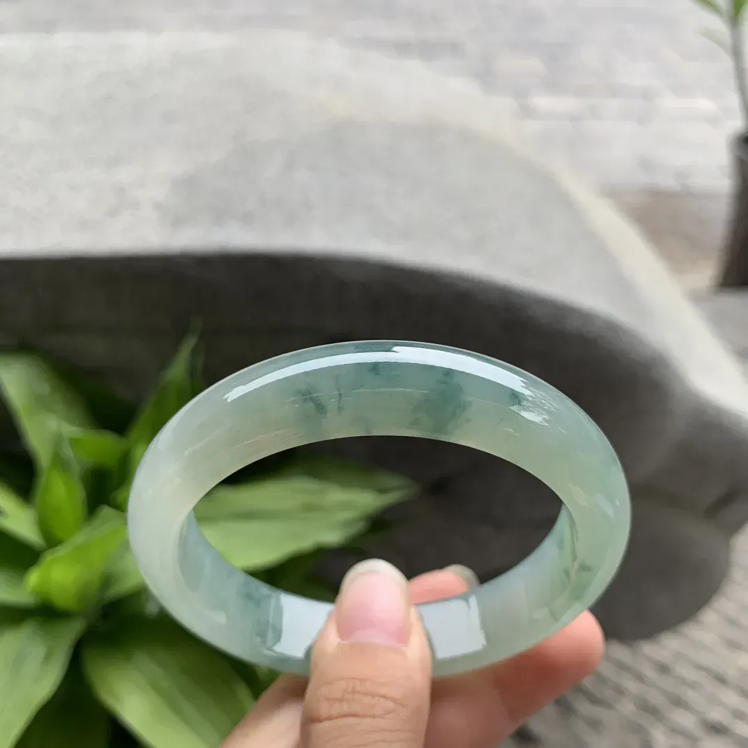 大圈口58.2-13.6-8.3 【冰种飘花正圈手镯】正圈58 59可戴