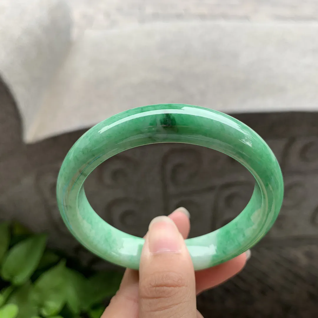 圈口 55-12.2-7.8【满绿正圈手镯】正圈55 56可戴