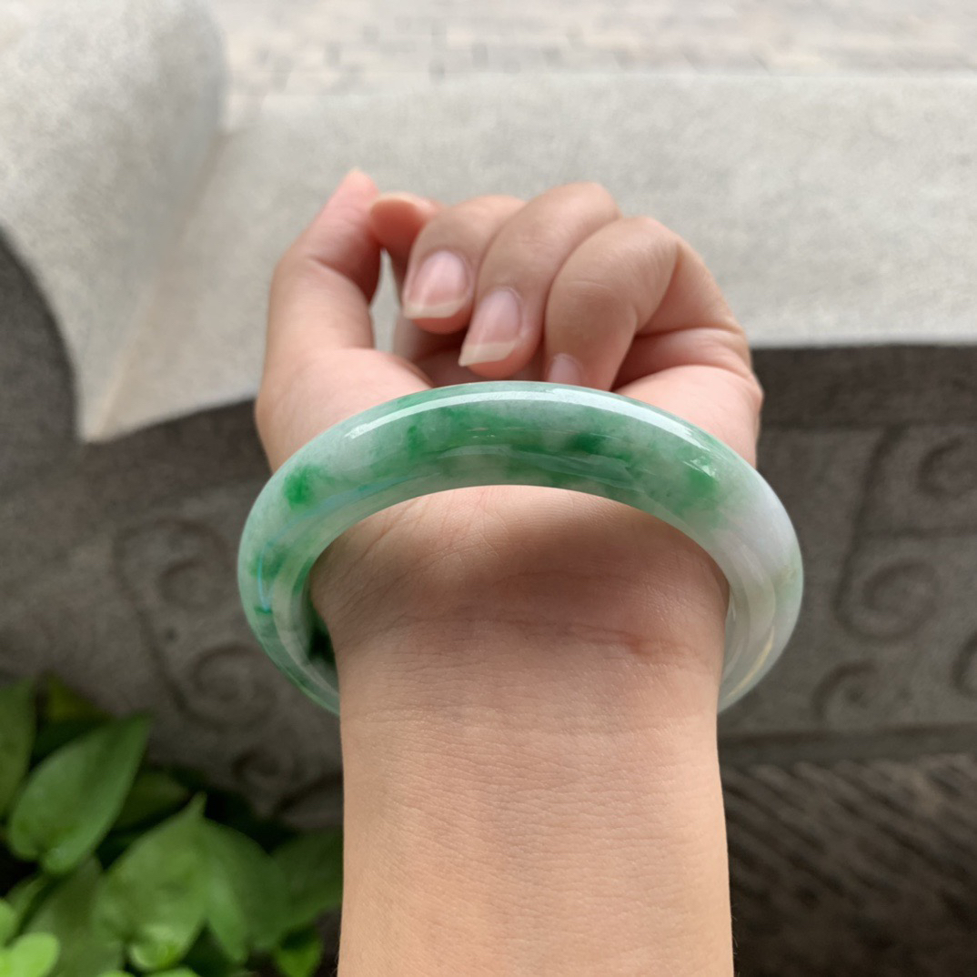 大圈口 58-12.6-9.4  【飘绿正圈手镯】正圈58 59可戴