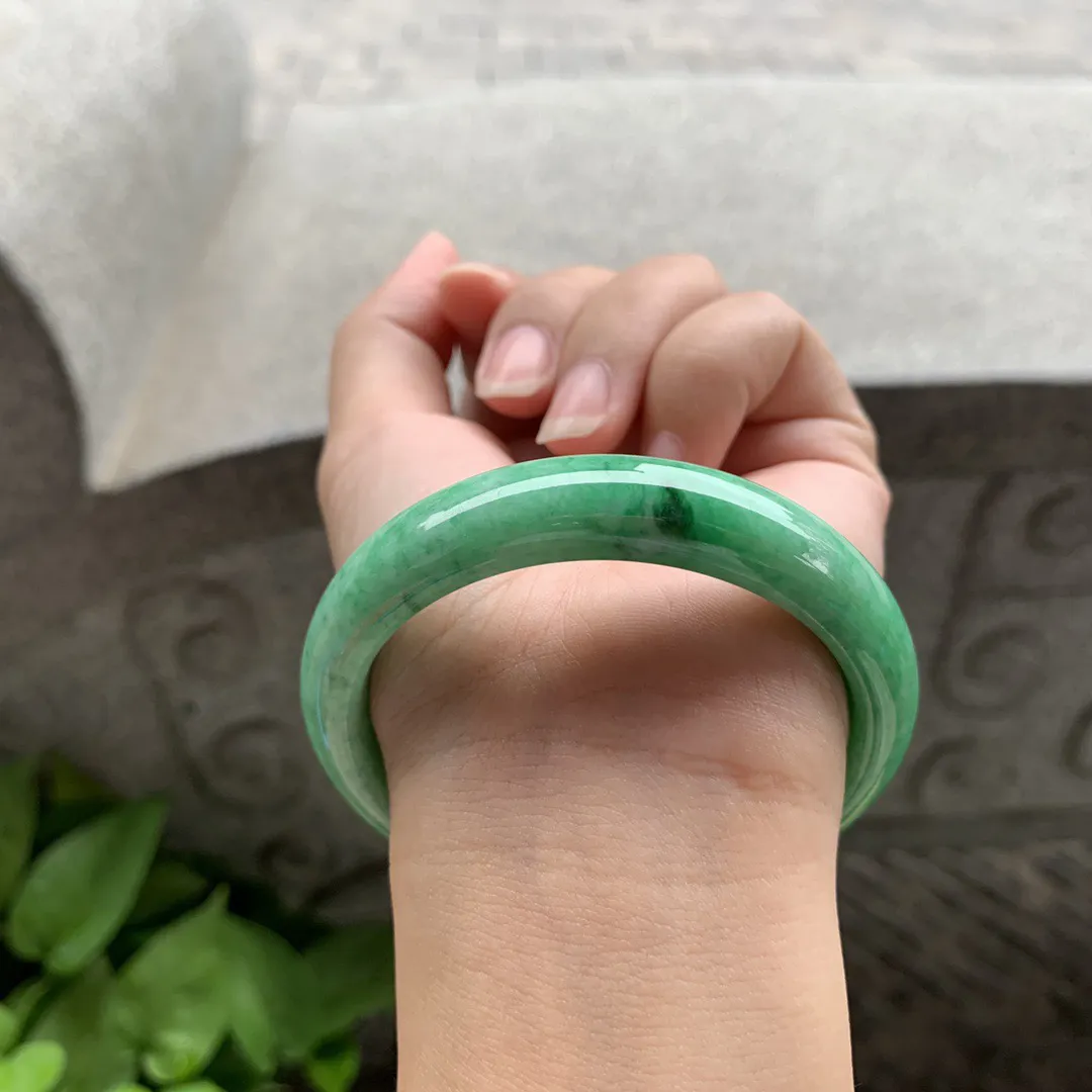 圈口 55-12.2-7.8【满绿正圈手镯】正圈55 56可戴