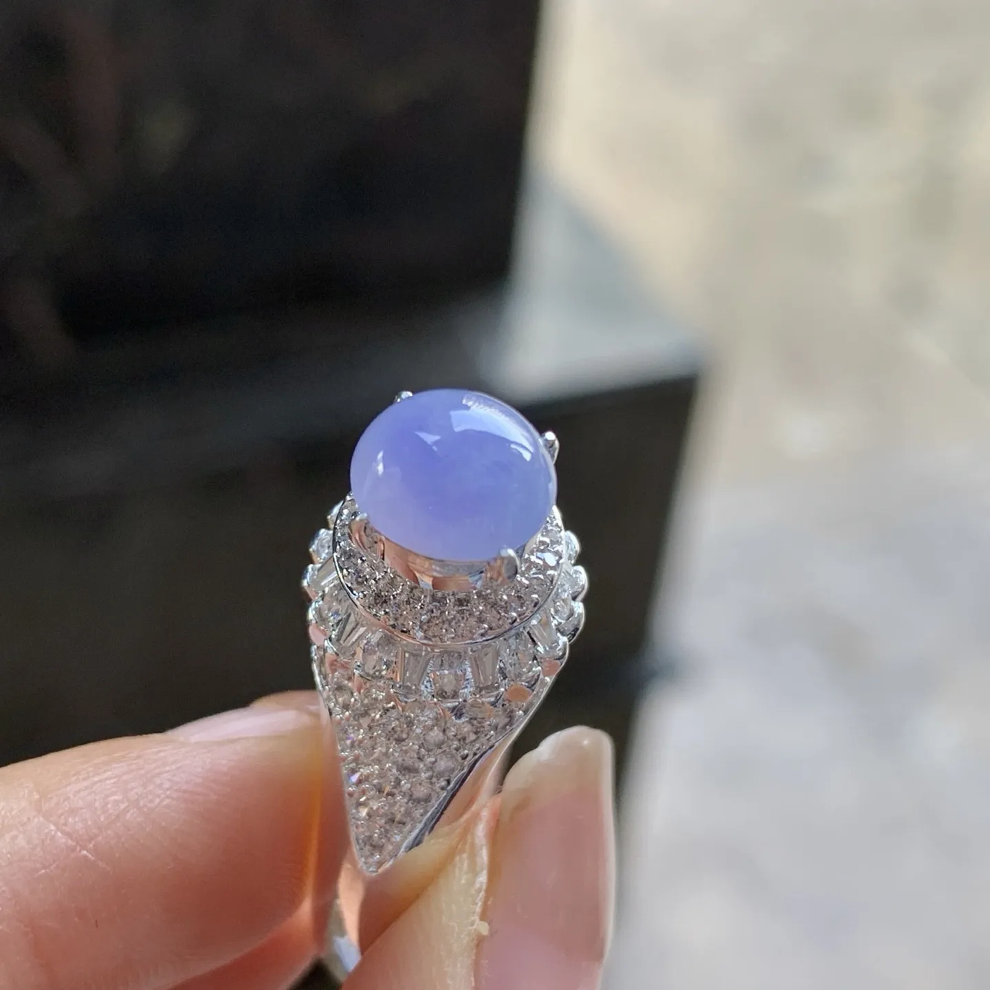 冰紫戒面^_^起光