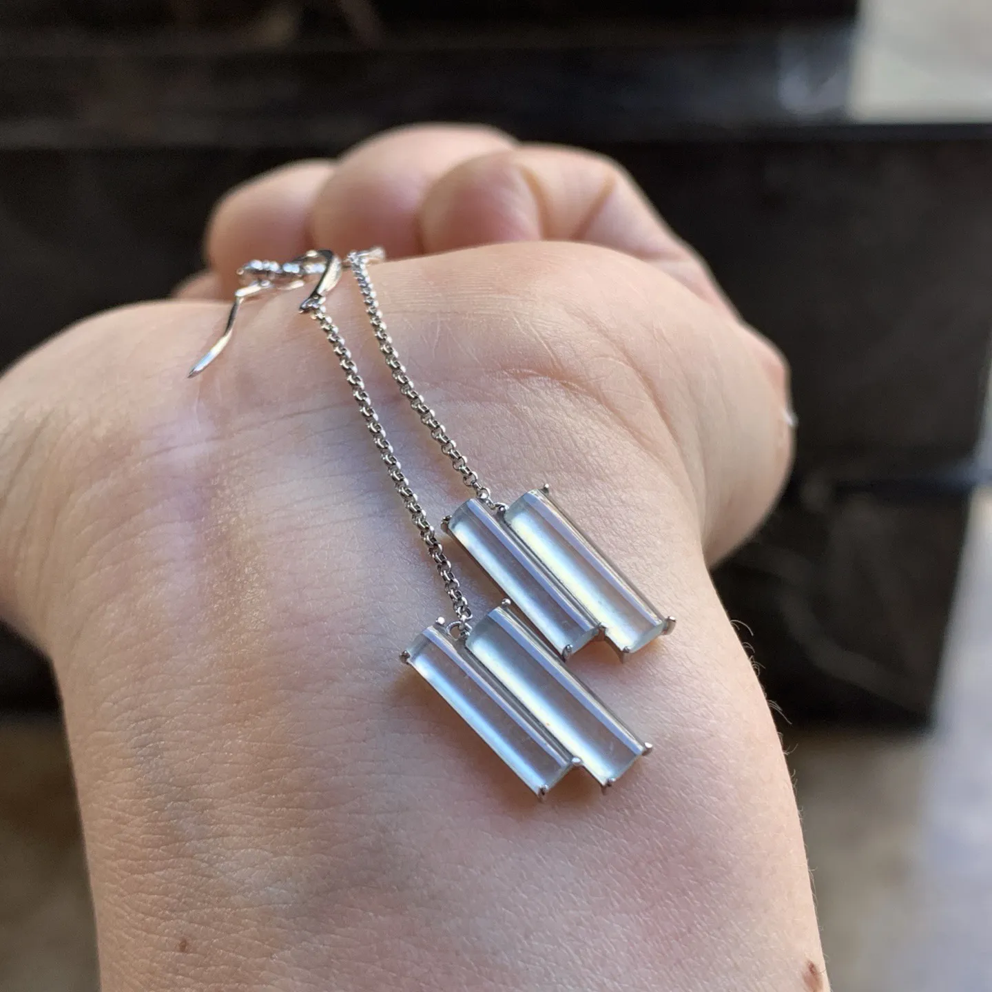 金镶嵌冰种耳钩^_^冰透 精致