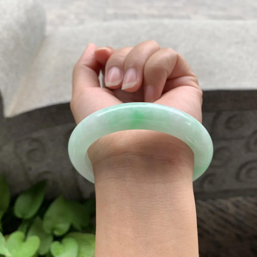 圈口55-11.4-9.4【飘绿正圈手镯】正圈55 56可戴