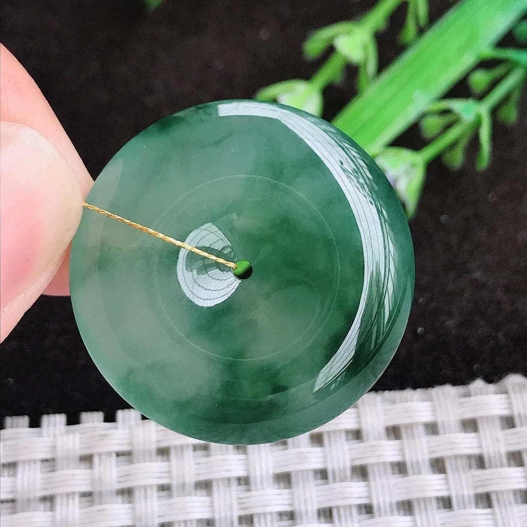 自然光29.8/6.2老坑冰胶果冻飘花平安扣吊坠翡翠玉坠挂件百搭