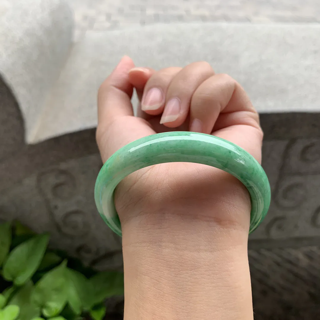 圈口 55-12.2-7.8【满绿正圈手镯】正圈55 56可戴