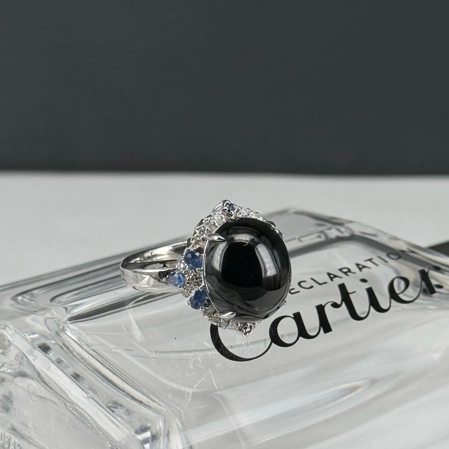 精品18k墨翠女戒 重金豪镶 打灯通透 油性十足 尺寸14