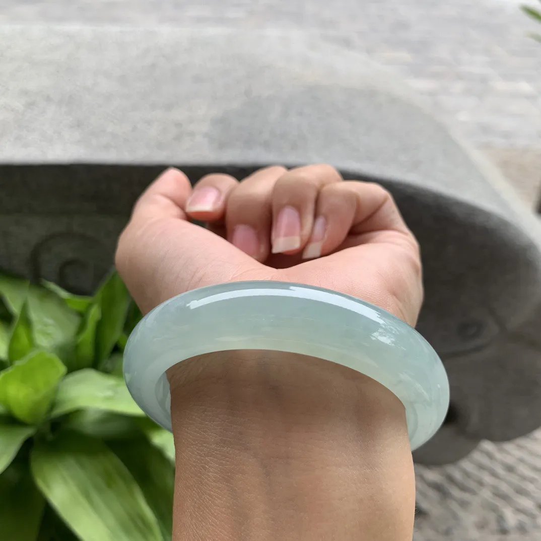 大圈口58.6-13.6-9.4 【冰绿正圈手镯】 正圈58 59可戴