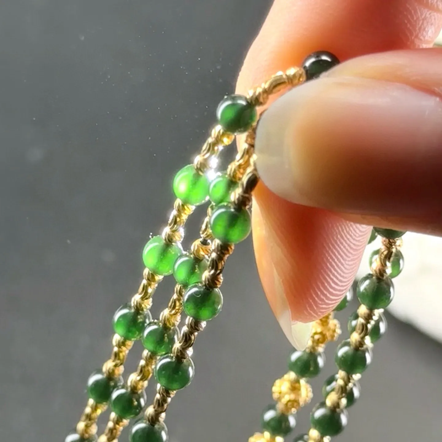 精品墨翠珠子项链 种好色正