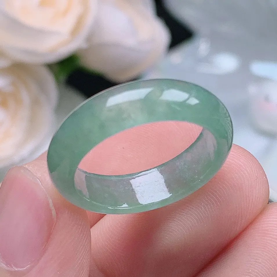 缅甸翡翠老坑种翡翠水润晴水戒指玉指环  水润通透 尺寸：18.3-6-3mm 17-18号圈口1S